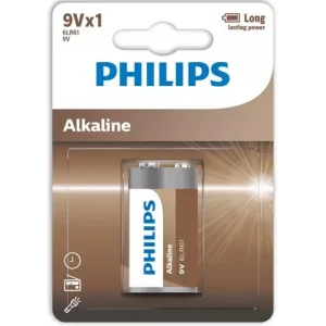 Батарейка Philips Entry Alkaline лужна 6LR61(6LF22, MN1604, MX1604, Крона) блістер, 1 шт, 6LR61A1B/10 UA